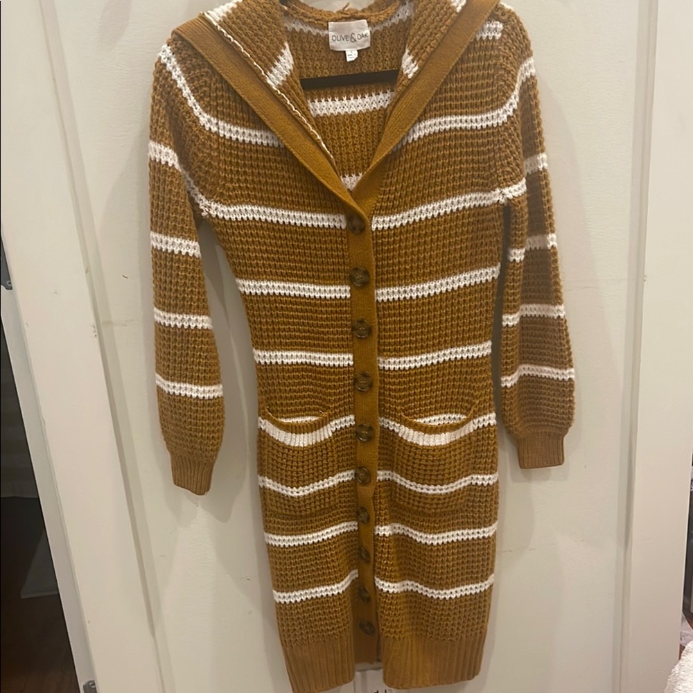 Mustard and Cream Striped Women's Sweater